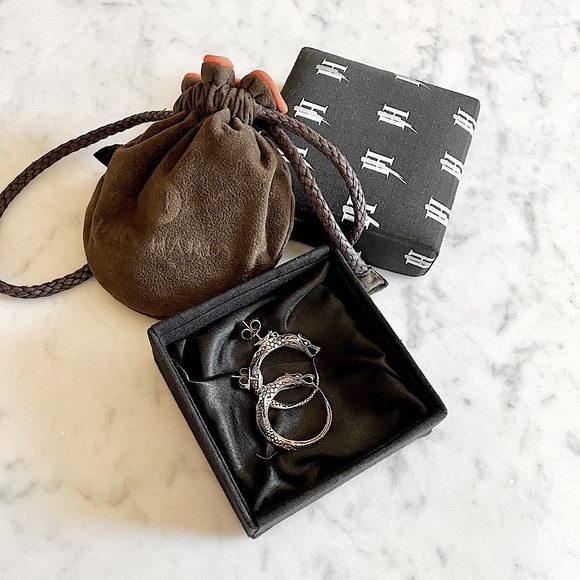 John Hardy 18K and Sterling Silver Naga Dragon Hoop Earrings - Picture 3 of 9